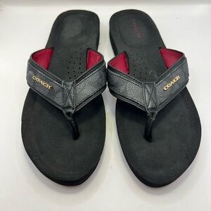 Like New Coach Black Sandals with Red Details
